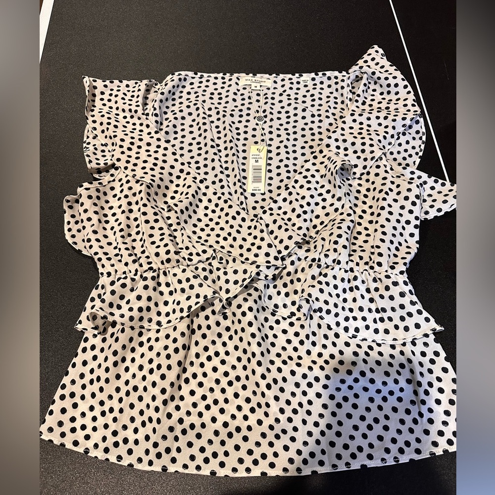 Max Studio Black and White Polka Dot Skirt